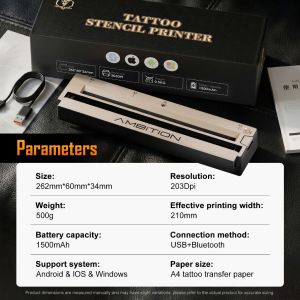 Ambition G2 Wireless Inkless Transfer Machine Battery Portable Thermal Tattoo Printer 1500mAh HD Printer Bluetooth USB Phone PC