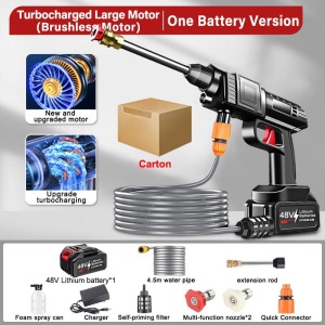 Original Wireless Car Washer 48V Lithium Battery Portable High Pressure Washer Cleaning Water Gun Garden Sprayer High Pressure Water Pump Xiaomi Portable Power Washer Kit for Cleaning Home Car Garden Floor FencesHigh Pressure Car Washer Portable