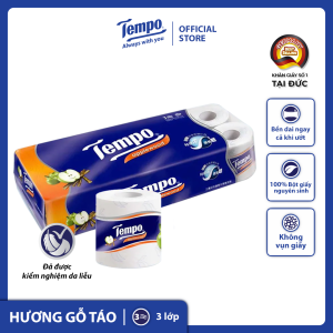 [MUA 1 LỐC TẶNG 1 CUỘN GVS 4 LỚP PRESTIGE] Giấy vệ sinh cao cấp Tempo Toipa - 3 lớp bền dai an toàn cho da - Thương hiệu Đức (Lốc 10 Cuộn)