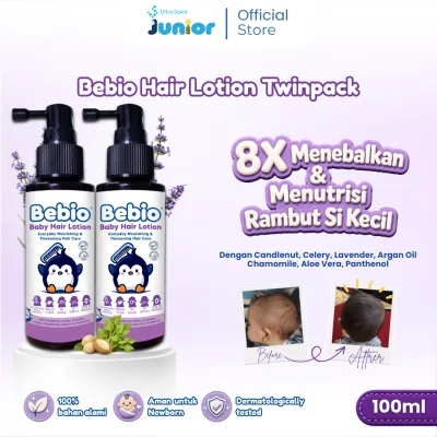 Paket Bebio Baby Hair Lotion 100 ml - 8x Menebalkan & Menutrisi Rambut Bayi & Anak - Rambut Lebat & Wangi Seharian