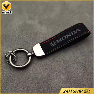 Honda Logo Keychain Suede Leather Keychain Women Men Car Key Ring Chain Holder Key Strap Waist Wallet Keyring Business Party Jewelry Gifts Honda City CRV Click Fit Civic HRV Beat BRV Wave Accord Beat Fi Mobilio Jazz Logo Car Organizer