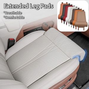 LLCY Leather Car Seat Leg Support Pad Universal Memory Foam Seat Cushion High Quality Comfort Seat Extender Leg Cushion For Long Drive