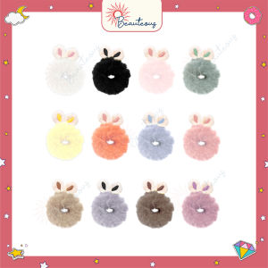 Ikat Rambut Scrunchie Bulu Pastel Kuncir Rabbit Hair Fashion Aksesoreis Rambut