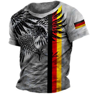 Germany Mens T-Shirt Flag Print O-Neck Short Sleeve Loose Tee Shirts Streetwear Summer Mens Handsome Clothing 5xl