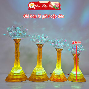 Đèn Hoa Sen Pha Lê Lưu Ly Có Led Nhiều Chế Độ CHÂN THIỆN MỸ Trang Trí Bàn Thờ Phật Thờ Gia Tiên