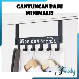 Gantungan Baju Tempel Pintu Minimalis HOOK NICE DAY Belakang Pintu Tanpa Paku Kuat 6 Kaitan Enudden