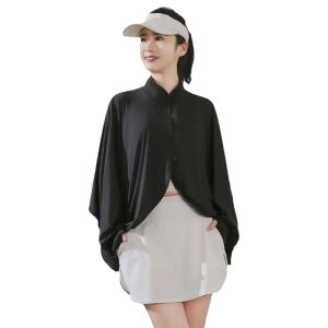 OUTOPEN Màu đơn sắc Khăn chống nắng mùa hè Áo tay dài Thoáng khí Quần áo chống nắng Thời trang Lỏng lẻo Áo choàng lụa băng Ngoài trời