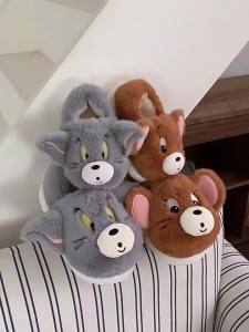 Xixitiao Dép bông Tom và Jerry Dép bông CHA mẹ-con nhà mùa đông nam nữ Tom Jerry Chuột lông giày