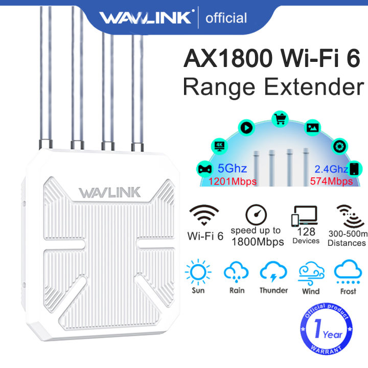 AX1800 WiFi 6 Wireless Outdoor Access Point, WAVLINK Long Range Outdoor WiFi  Mesh Extender with PoE, Dual Band 2.4 & 5GHz, Up to 128 Devices