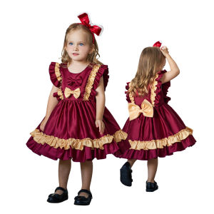 2-6Thn Idul Fitri Baju Pesta Anak Gaun Lengan Pendek Rok Tutu Dress Princess Lolita Cute Christmas