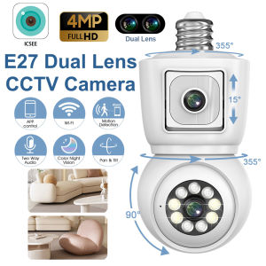 ICSEE R3 4MP Dual lens cctv bulb Bluetooth Remote Dual Screen Auto Tracking Indoor PTZ CCTV Home Security CCTV Camera