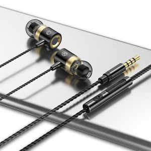 music headphones Metal subwoofer wired headphones in-ear headphones in-line control metal headphones with microphone earphones gaming earphone wired earphones