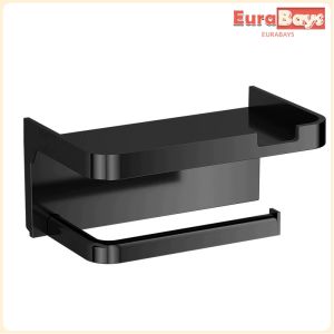 E.B.【Ready in Stock】 Wall-Mounted Bathroom Tissue Holder Punch-free Plastic Household Storage Rack Supplies