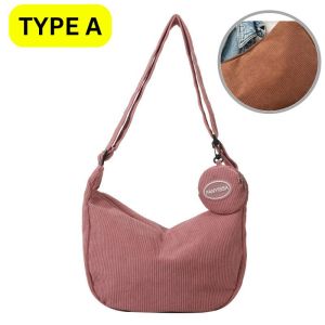 iFASHION 1996 READY STOCK Corduroy Student Commuting To Class Versatile Large-Capacity Crossbody Tote Bag Shoulder Bag For Women