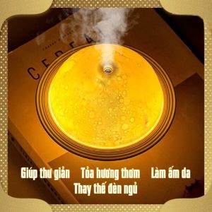 Máy Xông Tinh Dầu Mặt Trăng Đổi Màu 3 Chế Độ Đèn Ngủ Tạo Ẩm Phun Sương Trang Trí Phòng 200ml