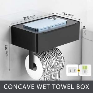 Sincecu Elegant 304 Stainless Steel Wall-Mounted Toilet Paper Holder with Wipes Dispenser and Storage Shelf Tissue Box Tissue Rack Holders Self Punch Free Bathroom Accessories