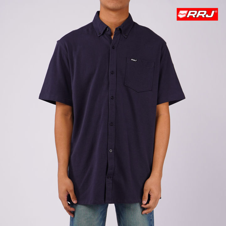 RRJ Men's Basic Woven Shirt Regular Fitting Pique Fabric Trendy