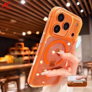 With Camera Control Button Transparent for Magsafe Case for iPhone 17 Pro Max 17Pro Air Clear PC Wireless Charging Back Cover