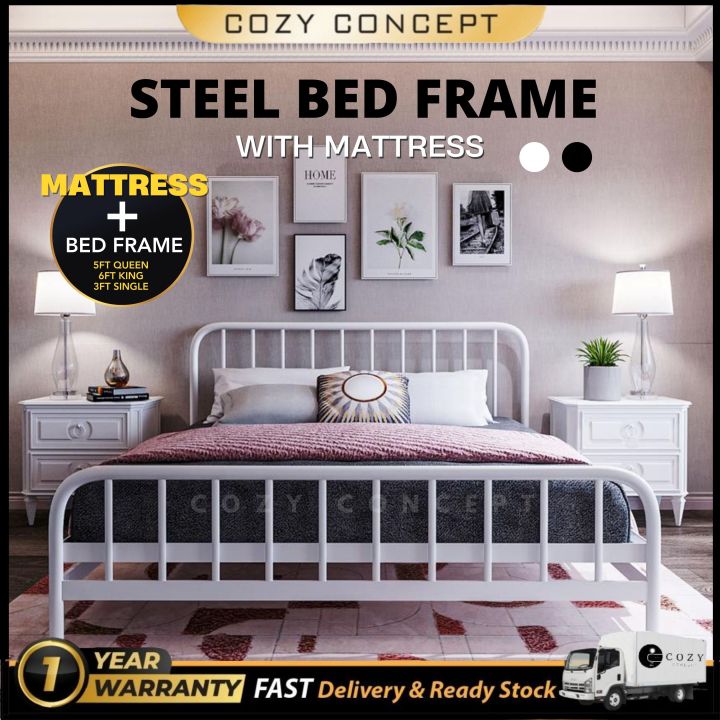 [READY STOCK] Katil Besi / Steel Bed High Quality Bed Frame White