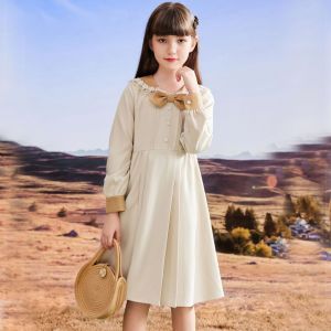 Girls Dress New Long sleeved Autumn Childrens Princess Spring and Fashionable Bottom Internet Red