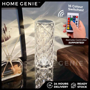 16 Color Charging Acrylic Light LED Crystal Touch 3D Projection Remote Diamond Rose Lamp Bedroom Bed Lamp by Home Genie