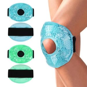 JESJELIU Reusable Soft Gel Ice Compress Strap Cold Soft Gel Bead Washable Sports Ice Compress Comfortable Adjustable Strap Knee Pads Ankle Sprain Relief