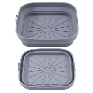 MAOMEI Hình tròn/Hình vuông Rổ silicon dùng cho nồi chiên không dầu. Linh hoạt Có thể tái sử dụng. Khay nướng chiên có thể gấp gọn Dễ dàng vệ sinh. Tiết kiệm không gian. Lót khay nướng bánh Phụ kiện nhà bếp