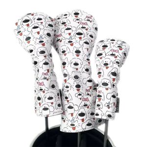 DIRKI Cartoon Printed Golf Club Head Cover PU Leather Puppy Pattern Golf Wood Headcover Durable Waterproof Golf Club Protector Mallet Putter