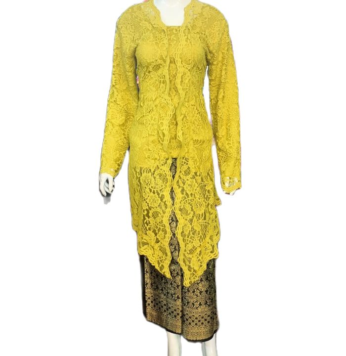 set kebaya kutu baru panjang selutut kebaya wisuda hijab kekinian setelan kebaya brokat jumbo Ld 120