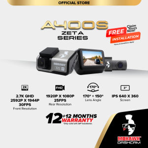 Mohawk Dashcam A400s Front n Rear DVR Car Recorder Dual Channel 2.7K QHD 1944P Dash Cam