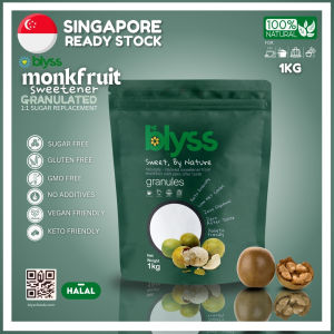 Blyss Monkfruit Sweetener 1 to 1 Natural sugar replacement Erythritol Diabetic friendly 1Kg Granules in pack