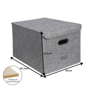JustLiving 1ชิ้นกล่องเก็บของความจุขนาดใหญ่กล่องผ้าไม่ทอพับได้ตะกร้าตัวจัดระเบียบถังขยะพร้อมที่จับตู้เสื้อผ้ากล่องที่เก็บเสื้อผ้ากล่องพร้อมฝาปิดผ้าทนทานของเล่น