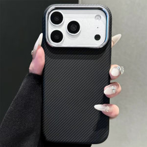 Black Magnetic Case for iPhone 18 17 16 Pro Max for MagSafe PC Hard Back Cover Carbon Fiber Print Armor Phone Shell Shields Capa