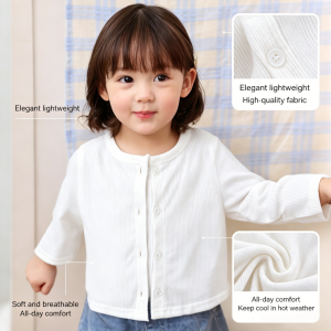 AILEBE Kids Cardigan Elegant Lightweight Knitted Cardigan High-Quality Soft Breathable Fabric Summer Sun Protection Air-Conditioned Wear All-Day Comfort In Hot Weather