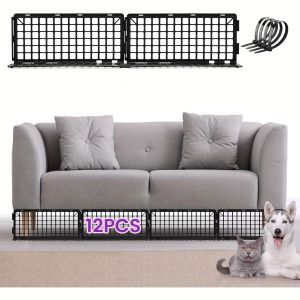 Tấm che gầm ghế sofa bộ 12 chiếc băng dán cách ly khe hở có thể điều chỉnh lắp đặt không cần đinh chống đồ chơi và mảnh vụn lăn vào thích hợp cho phòng khách phòng ngủ phòng chơi game.