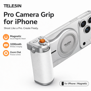 Magnetic Camera Grip for IPhone Wireless Charging Bluetooth Photography Handle with Zoom Dial for IOS