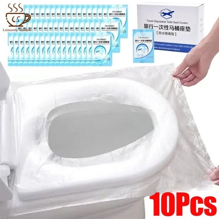 1 10pcs Disposable Toilet Seat Cover Portable Safety Toilet Seat Pad Waterproof Seat Mat For