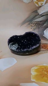 KRISTAL SG: Uruguay Emperor Amethyst Exotic Plate +Calcite. 乌拉圭帝王紫晶带方解+黑碧玺