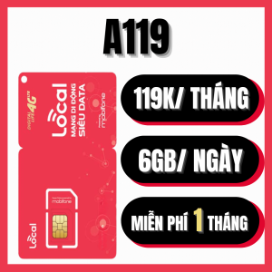 Sim 4G Mobifone Local A119 Miễn Phí Data Tốc Độ Cao 4GB Mỗi Ngày Kèm 500 Phút Gọi Mỗi Tháng Tháng Đầu Tiên Không Cần Nạp | FREESHIP - CHƯA KÍCH HOẠT
