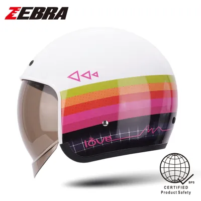 Zebra Motorcycle Helmet Half face Free backpack Retro Classic Helmet Style Single Visor 603