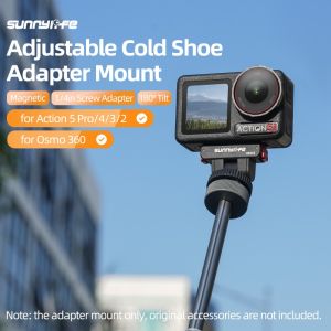 Magnetic Adapter for Osmo 360/Action 5Pro/4/3/2 Adjustable 1/4-inch Screw Holes 180° Flip Anti-Shock Action Accessory