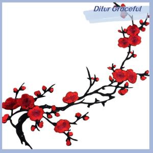 Ditur Miếng vá hoa mận thêu đẹp bằng sắt/may trên miếng đính họa tiết thủ công