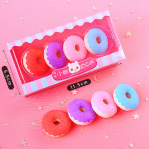 4Pcs/box Cute Eraser Donut Ice Cream Modeling Rubber Erasers Cleaning Stationery School Supplies Stationary Set