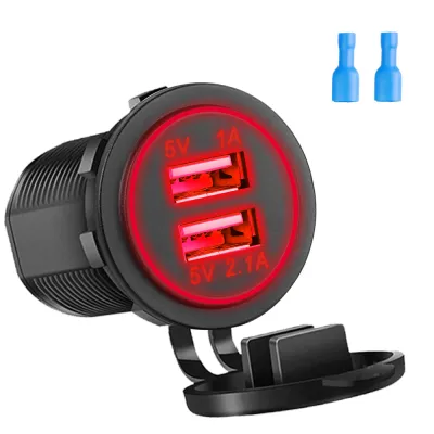 USB-C sạc điện dùng trên xe hơi Cổng USB kép Nhanh Chóng Sạc type-C Ổ Cắm 12V Để 5V 12-24V Sạc Xe Máy kết nối kép Bộ chuyển đổi sạc Ổ Cắm Điện