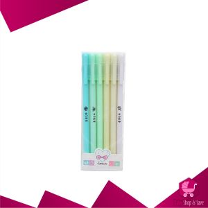 BabyShop-A48 Pulpen Gel 6IN1 Motif Polos Warna Pastel Gaya Korea / Alat Tulis Pena Cair 0.5mm / Pena