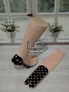 kaos kaki jempol Polos Krem Telapak Hitam Motif