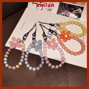 huilun 1pc Macaron-Colored Bead String Fashion Mobile Phone Lanyard Ins Style Handmade Beaded Anti-Lost Mobile Phone Chain