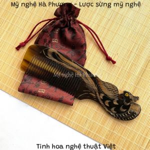 Lược sừng Phượng Hoàng tách 2 mặt (size: M-18cm) Mỹ nghệ Hà Phương quà tặng ý nghĩa