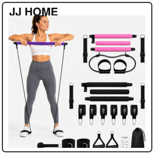 【JJ HOME】Pilates Resistance Bar Set / Portable Yoga Fitness Stick with Resistance Bands / Home Workout Kit