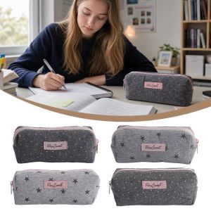 CAEDU Large Capacity Star Print Pencil Cases Polka Dot Cosmetic Organizer Student Pen Bag Back To School Educational Stationery Storage Bag Office Supplies